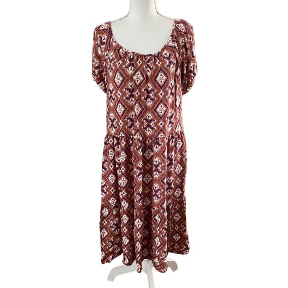 🌻 2/$20 Knox Rose Size M Medium Print Midi Dress Boho Bohemian